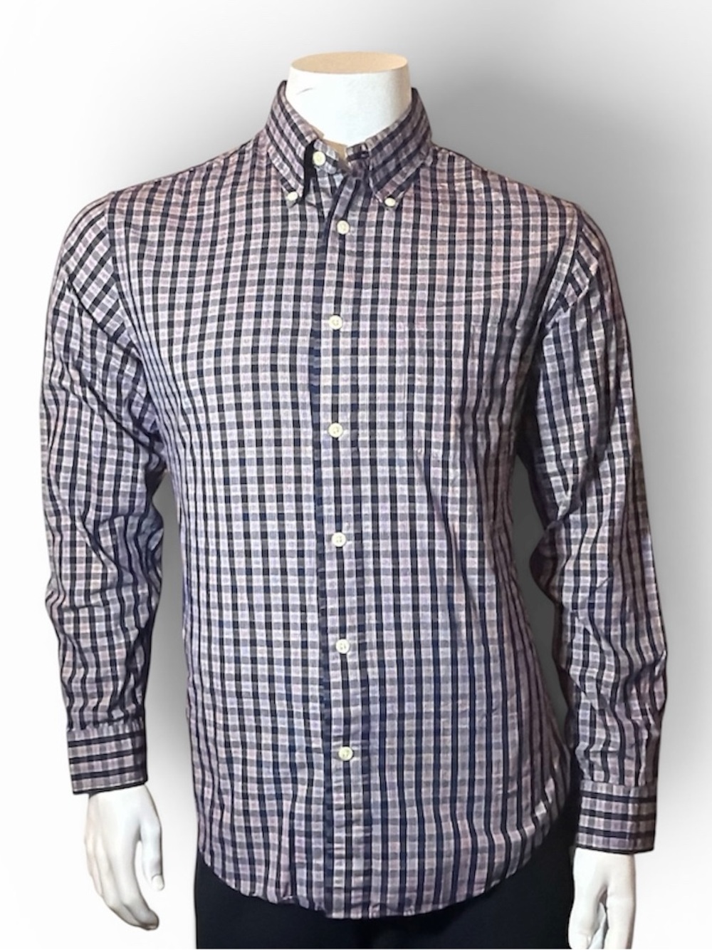 Brooks Brothers Navy and White Plaid Button-Down Shirt